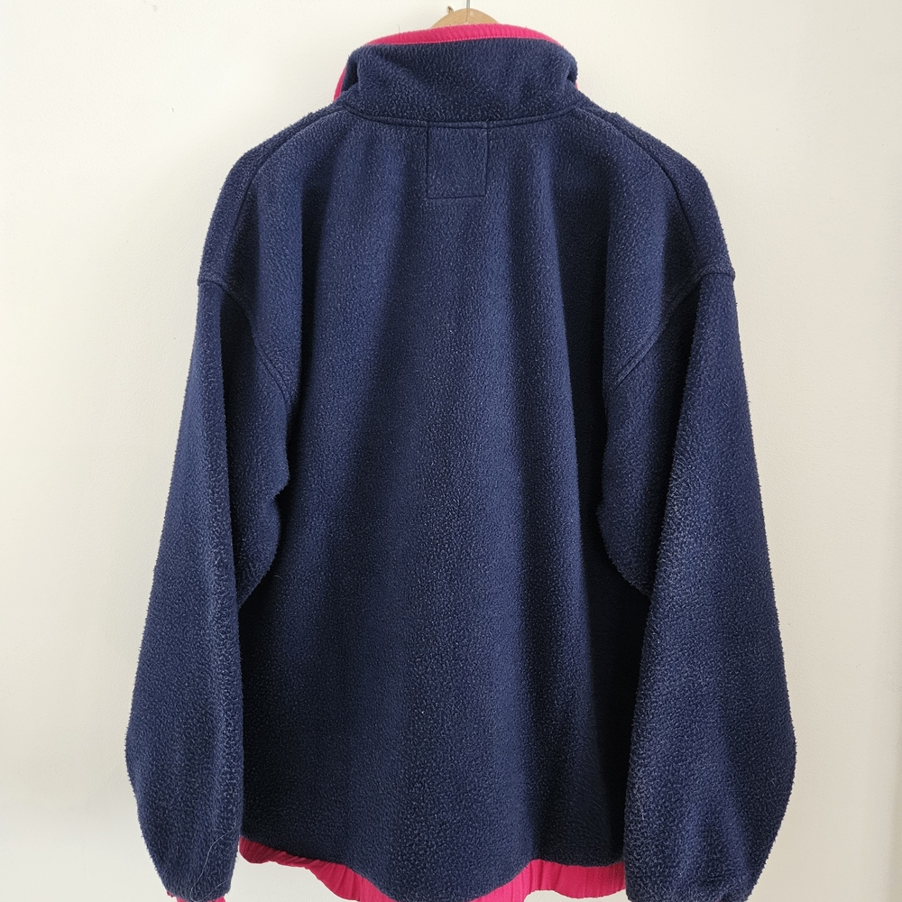Vintage 90s GAP Arctic Light Fleece Medium 1/4 Zip Oversized Pullover Navy Pink - Picture 7 of 7